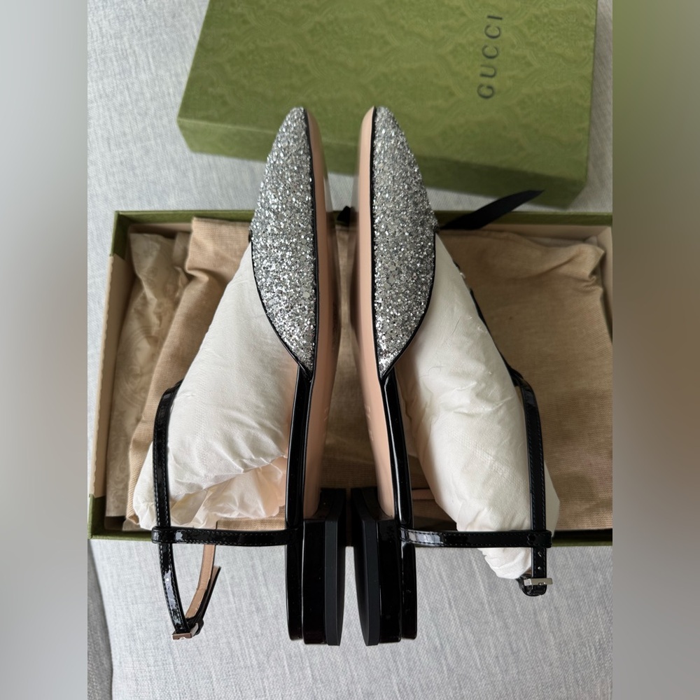 NIB Gucci Wonen's Double G ballet glitter flat - Picture 5 of 6